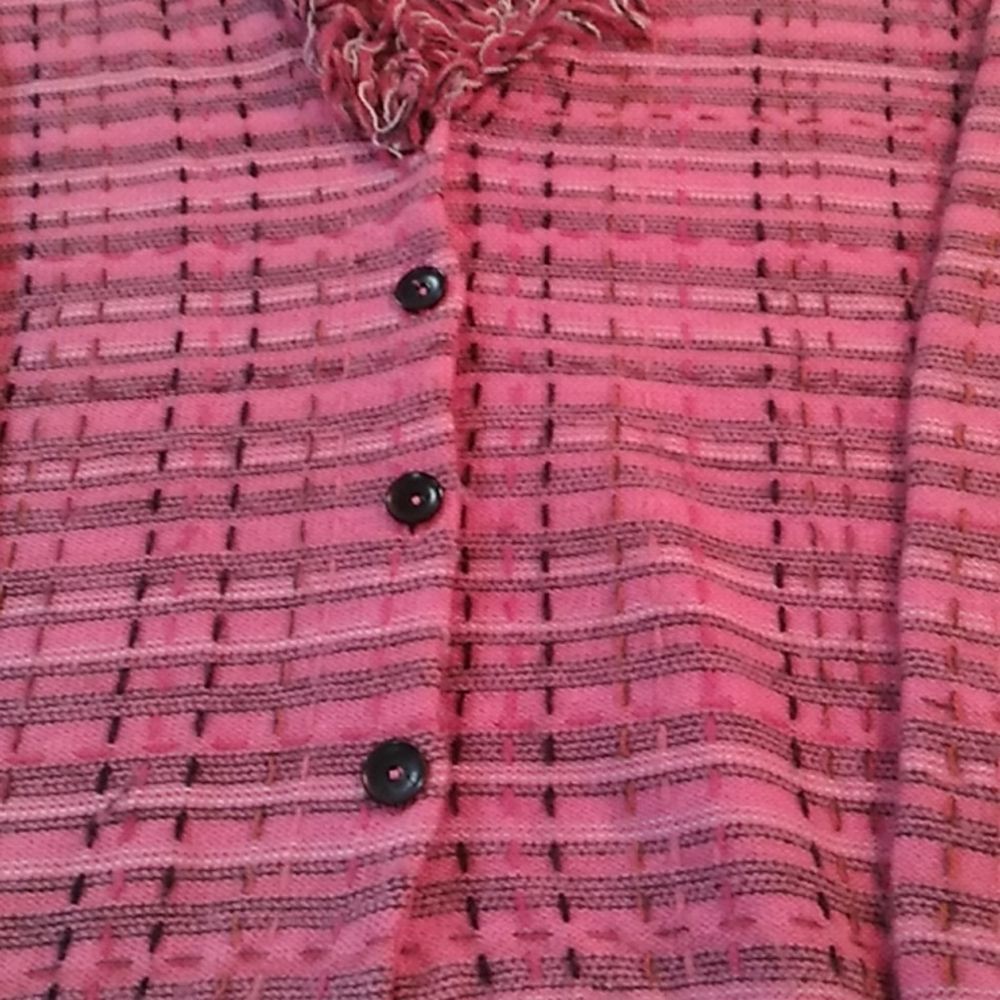 Sigrid Olsen sport L petite wool long sleeve button  sweater pink. - Picture 3 of 4